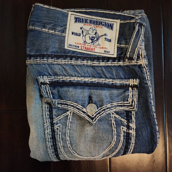 True Religion, men jeans cotton W30, relaxed, Straight w/ Flap